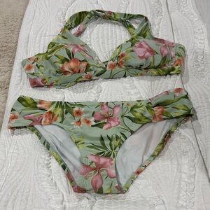 Kona Sol Green Leaf Bikini Set Size L
